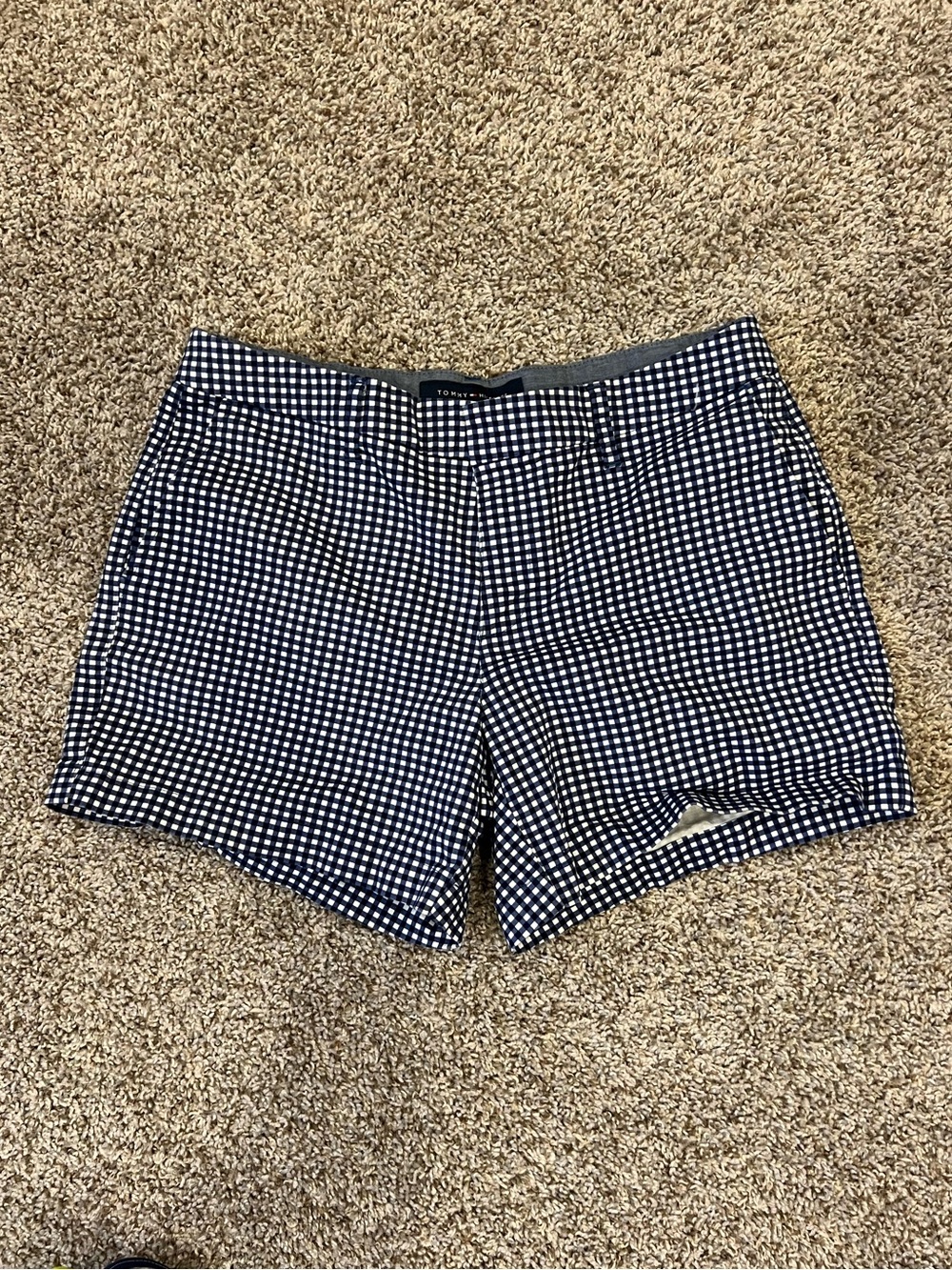 Tommy Hilfiger Navy and White Gingham Bermuda Shorts